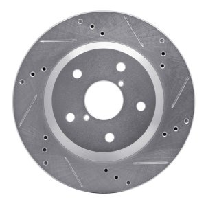 Subaru Crosstrek Brake Rotor (1) - Rear Right - R1 Concepts - Drilled & Slotted - Silver - `19-`25